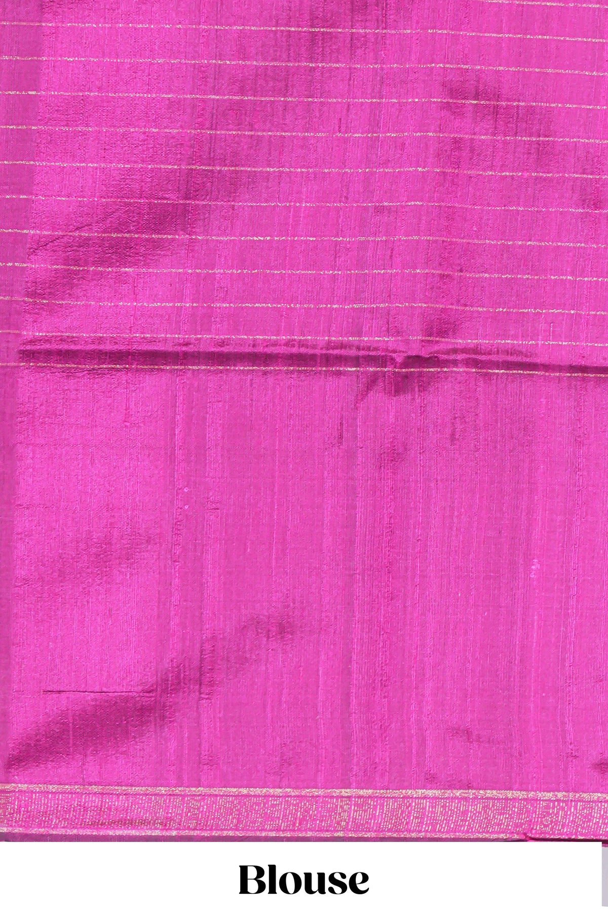 Green Checked Art Tussar Saree with Contrast Floral Motifs Border and Blouse