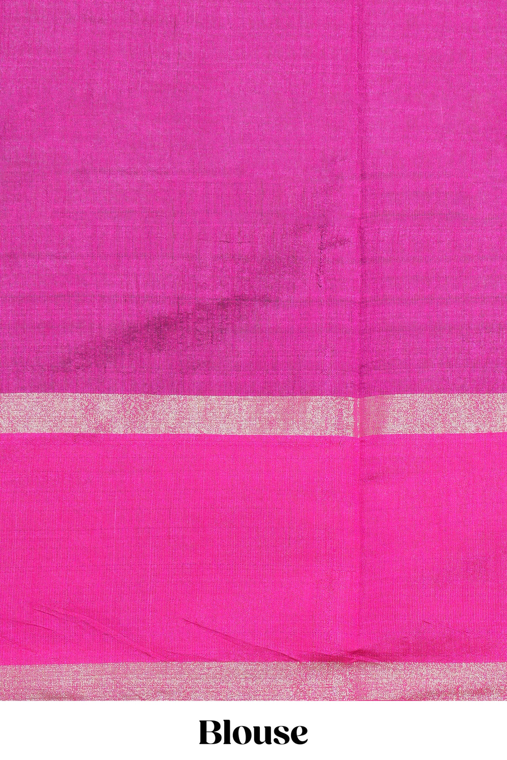 Green Plain Tussar Saree with Contrast Geometric Design Border and Blouse