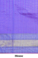 Pink Zari Design Art Tussar Saree with Self Zari Border and Contrast Blouse