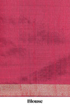 Grey Plain Art Tussar Saree with Self Zari Border and Contrast Blouse