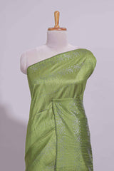 Borderless green vertical stripedzari design art tussar saree with self pallu and matching blouse