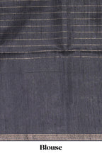 Lavender Checked Art Tussar Saree with Zari Floral Motifs Border and Contrast Blouse