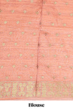 Off white zari designed tussar saree with contrast tie-dye blended border and blouse