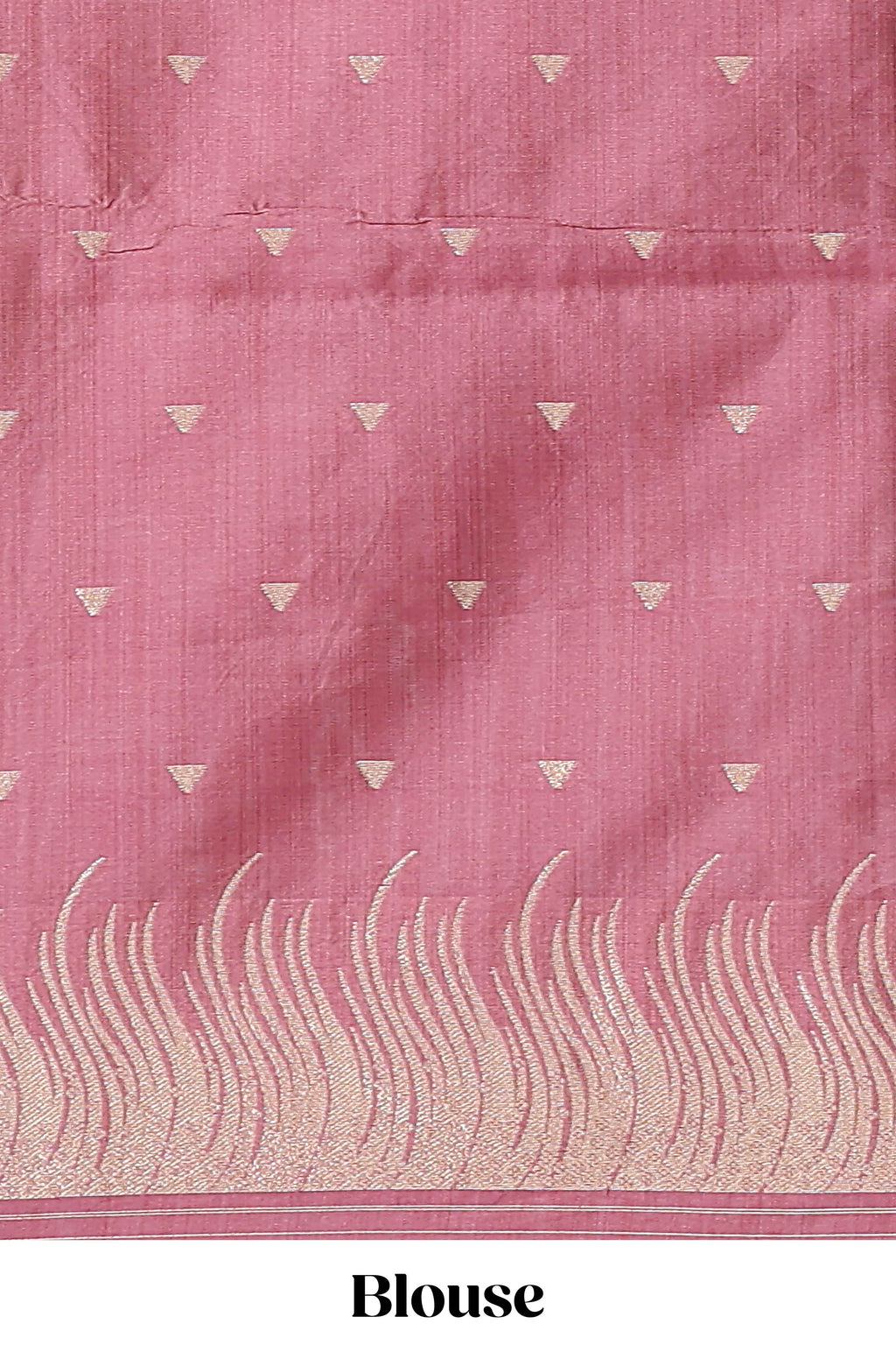 Borderless onion pink striped zari panels tussar saree with self pallu and matching blouse