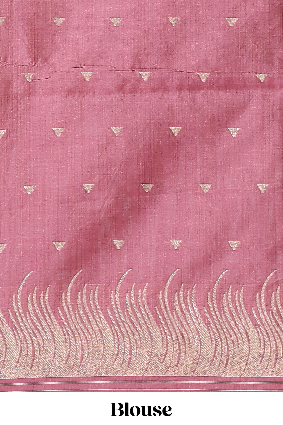 Borderless onion pink striped zari panels tussar saree with self pallu and matching blouse