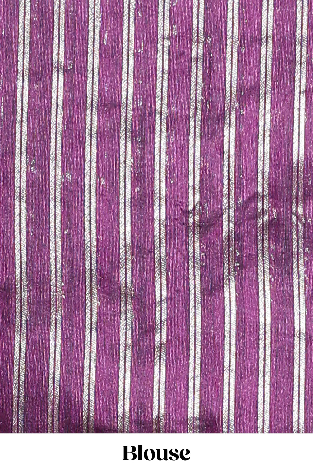 Borderless violet vertical zari striped and polka tussar saree with matching blouse