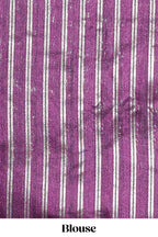 Borderless violet vertical zari striped and polka tussar saree with matching blouse