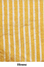 Borderless mustard gold vertical zari striped and polka tussar saree with matching blouse