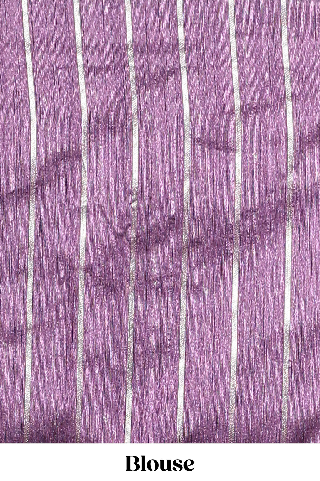Borderless lavender zari striped tussar saree with self pallu and matching blouse
