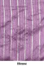 Borderless lavender zari striped tussar saree with self pallu and matching blouse