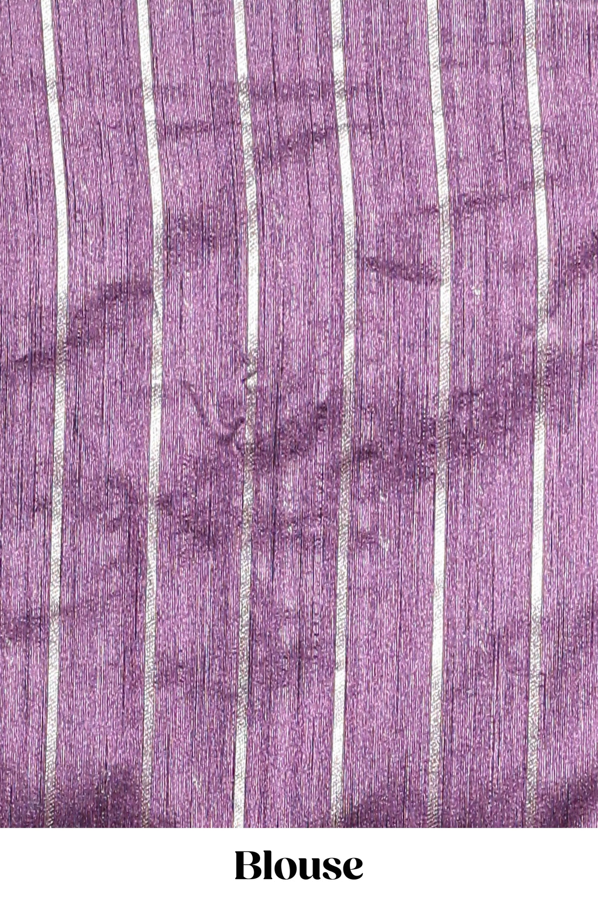 Borderless lavender zari striped tussar saree with self pallu and matching blouse