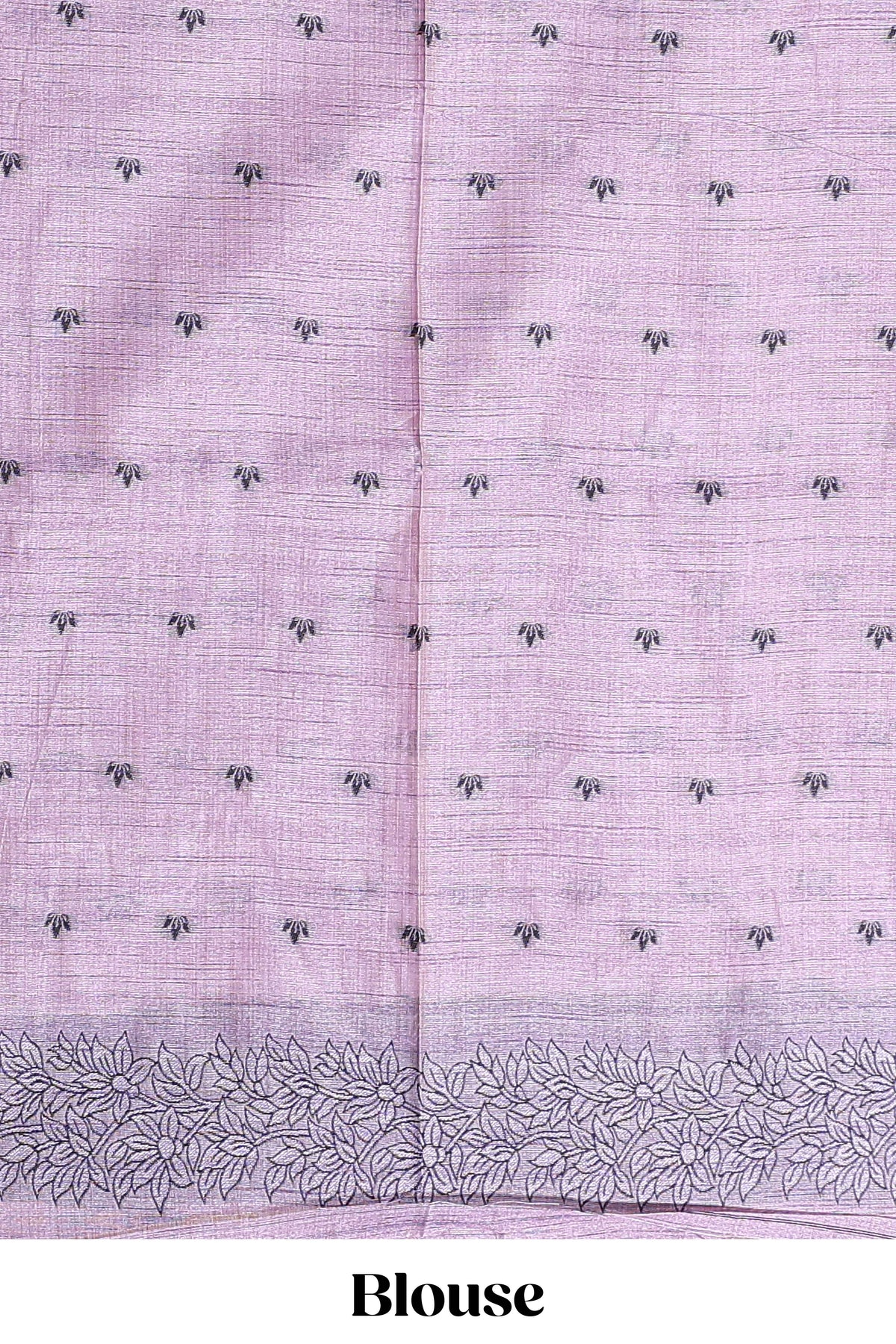 Lavender floral motifs tussar saree with self floral designed border and matching blouse