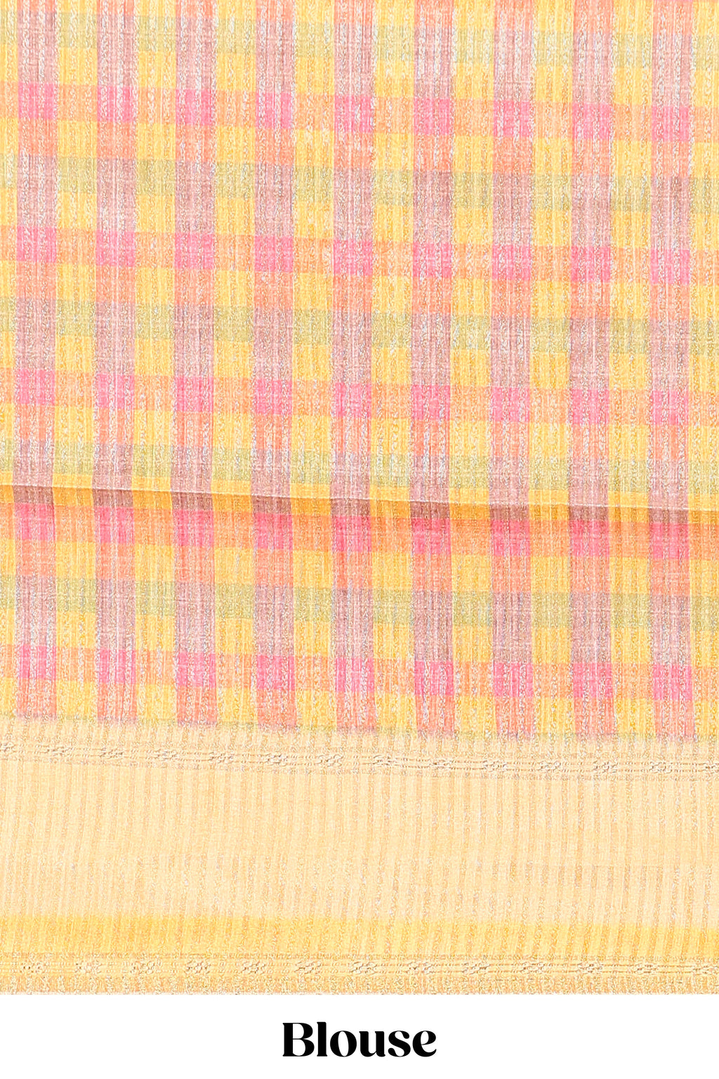 Multicolor checked tussar saree with contrast border and pallu that comes with matching blouse