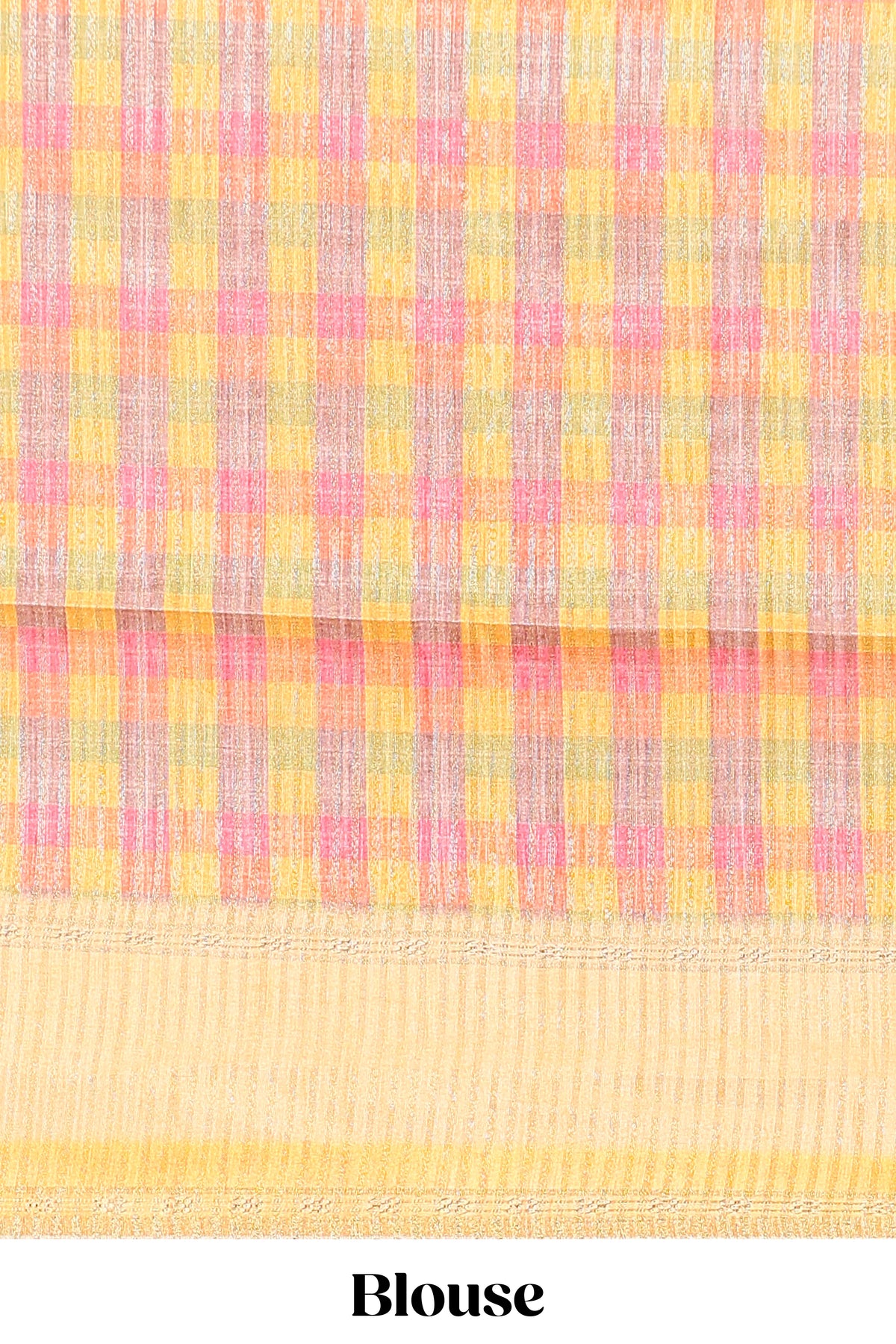 Multicolor checked tussar saree with contrast border and pallu that comes with matching blouse