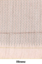 Moss green striped tussar saree with contrast border and pallu that comes with blouse