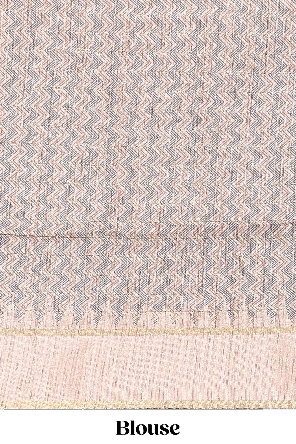 Grey striped tussar saree with contrast border and pallu that comes with blouse