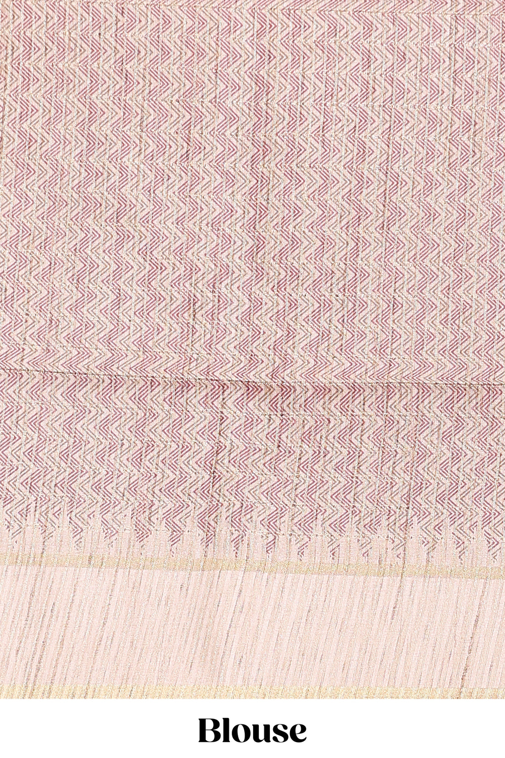 Rose pink striped tussar saree with contrast border and pallu that comes with blouse