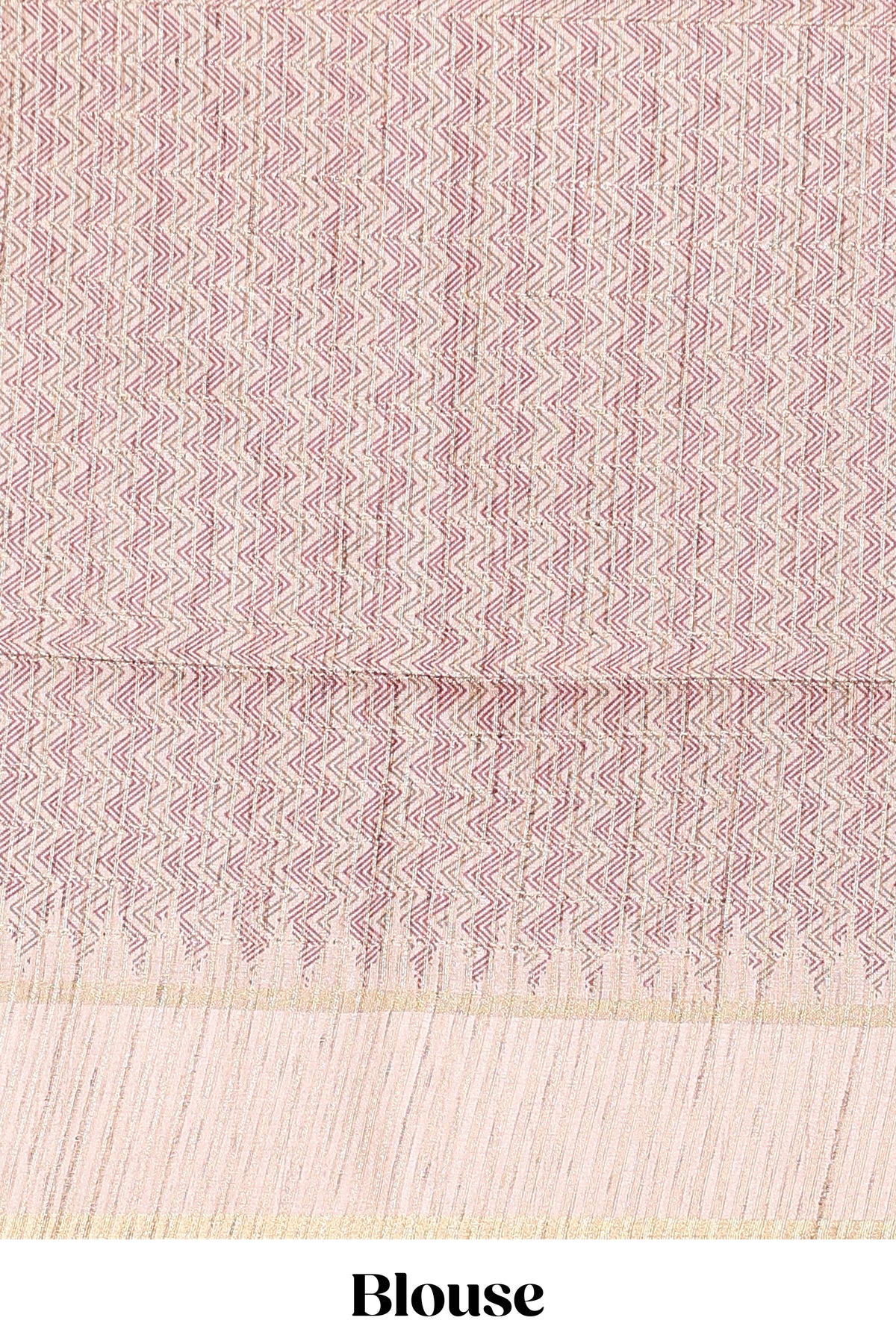 Rose pink striped tussar saree with contrast border and pallu that comes with blouse