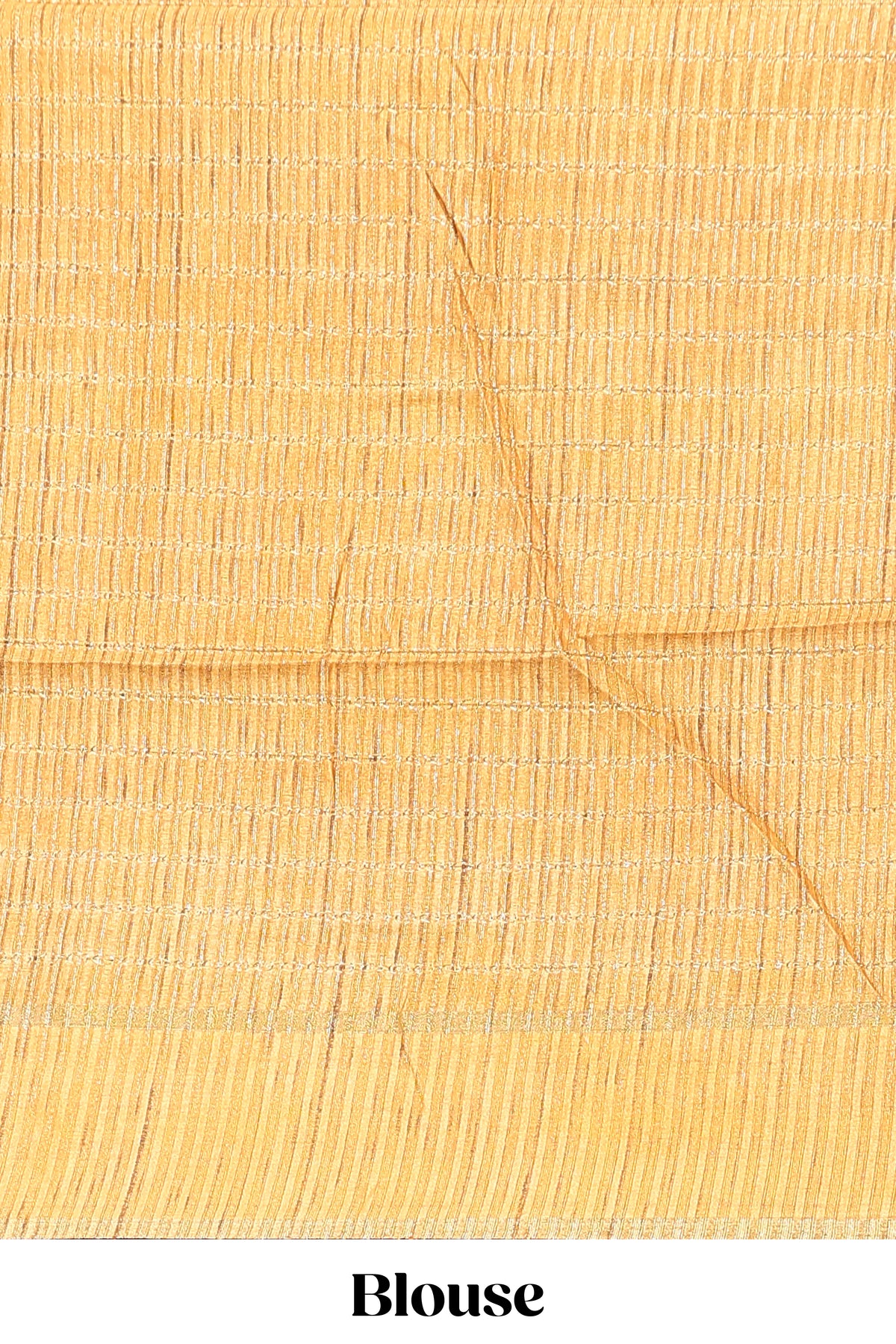 Yellow striped tussar saree with self border and pallu that comes with matching blouse