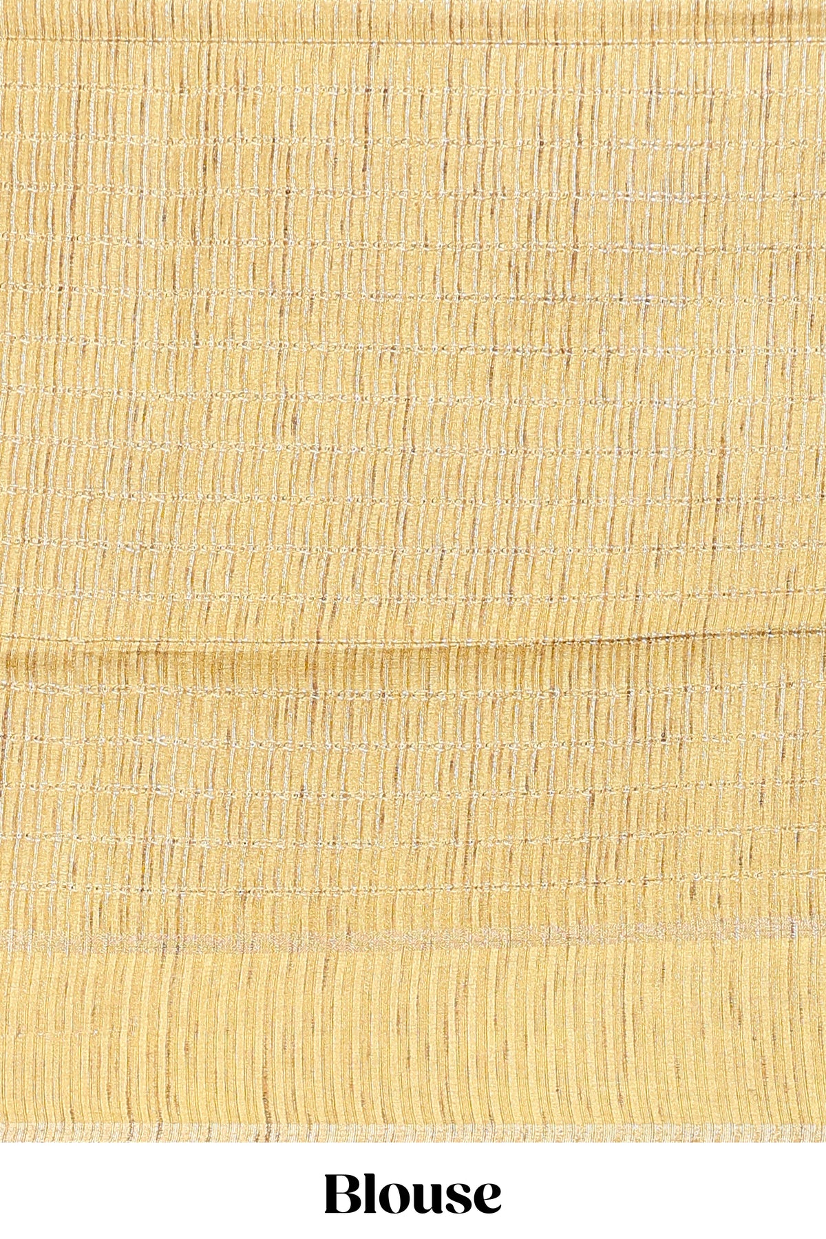 Lime yellow striped tussar saree with self border and pallu that comes with matching blouse