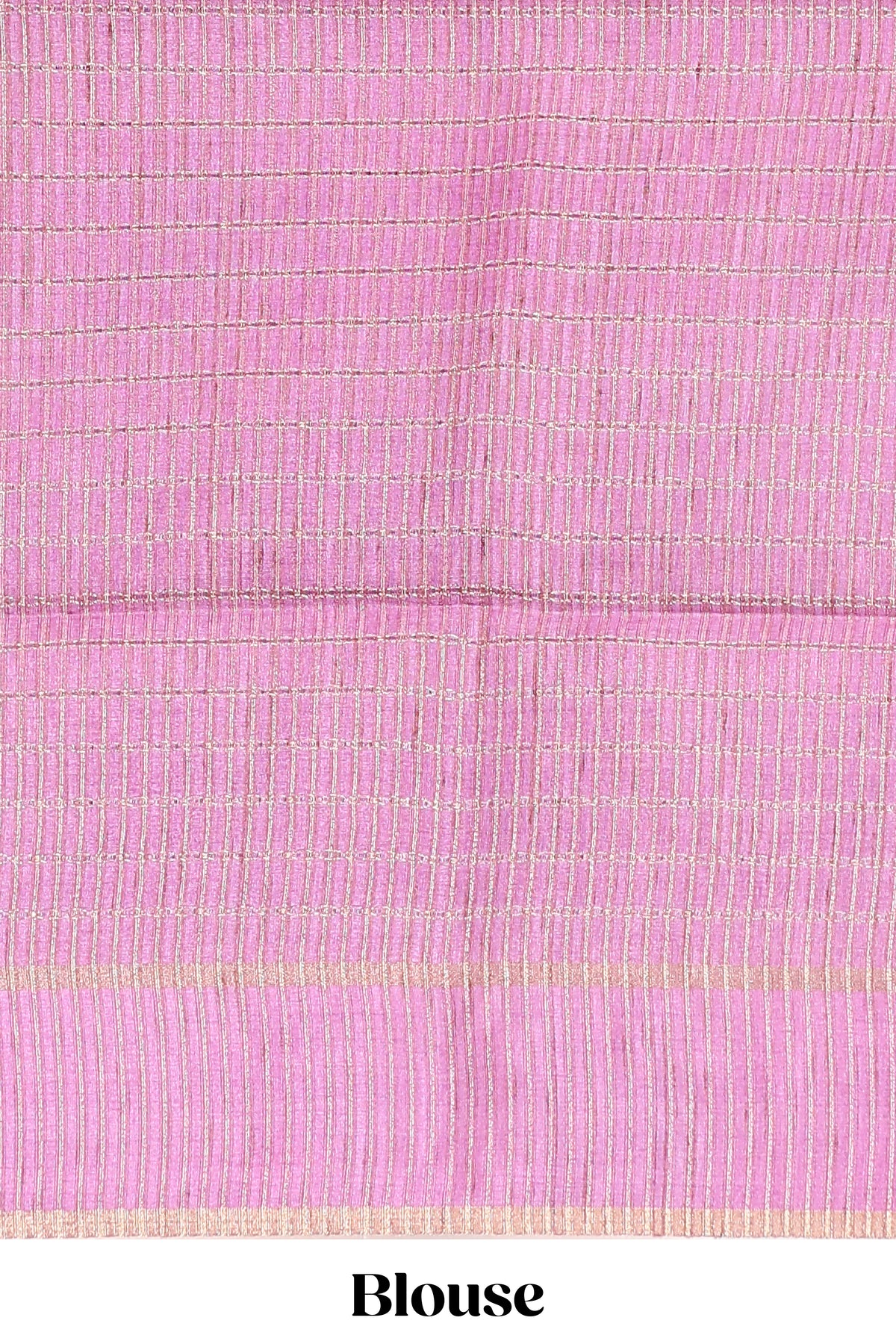 Pink striped tussar saree with self border and pallu that comes with matching blouse