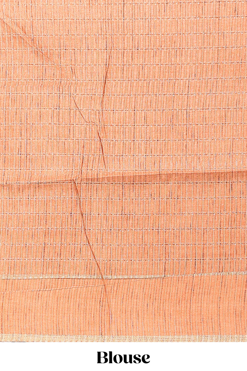 Orange striped tussar saree with self border and pallu that comes with matching blouse
