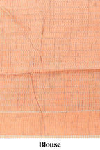 Orange striped tussar saree with self border and pallu that comes with matching blouse