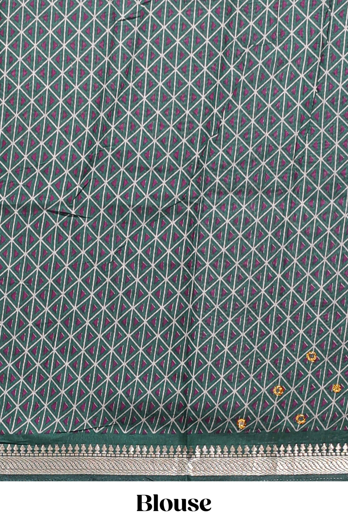 Purple embroidery mirror work viscose georgette saree with contrast chevron design zari border and printed pallu