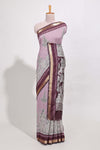 Lavender Mauve Viscose Georgette Saree All-over elegant ethnic detailing gold zari border and Statement pallu with artistic motifs with contrast printed blouse