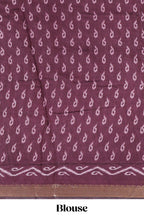 Lavender Mauve Viscose Georgette Saree All-over elegant ethnic detailing gold zari border and Statement pallu with artistic motifs with contrast printed blouse