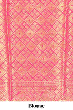 Green zari motifs viscose georgette saree with contrast zari border and blouse