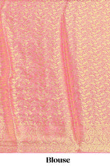 Wine pink paisley zari design viscose georgette saree with contrast zari border and blouse