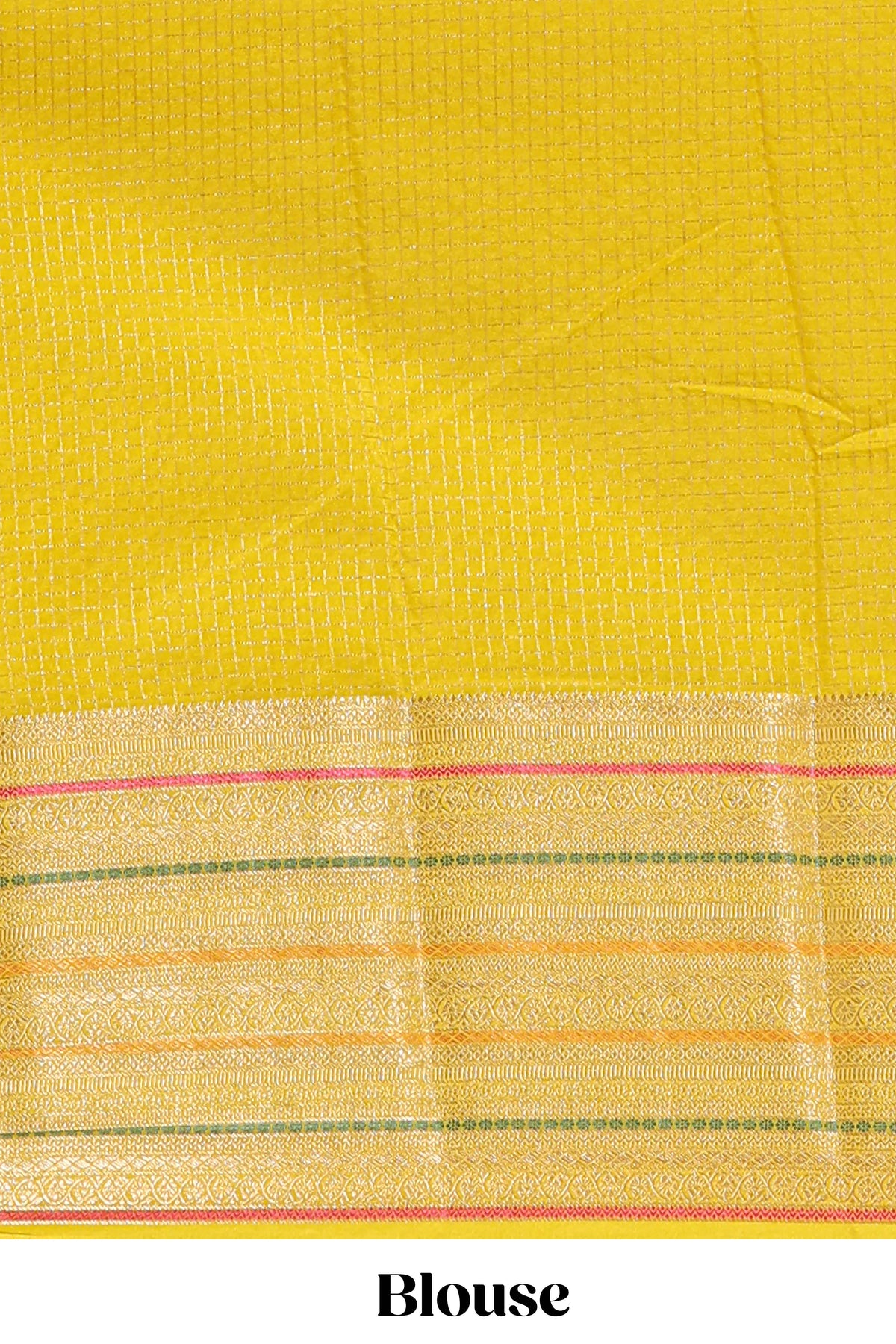 Bright yellow diagonal and vertical striped weave design viscose georgette saree with self zari border and blouse