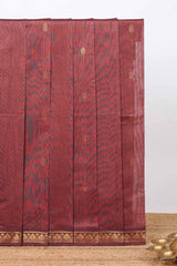 Maroon zari motifs venkatagiri cotton saree with self zari border and matching blouse
