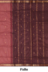Maroon zari motifs venkatagiri cotton saree with self zari border and matching blouse