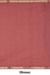 Maroon zari motifs venkatagiri cotton saree with self zari border and matching blouse