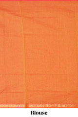 Orange zari motifs venkatagiri cotton saree with self zari border and matching blouse