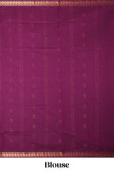 Purple zari motifs venkatagiri cotton saree with self zari border and matching blouse