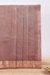 Peach zari motifs venkatagiri cotton saree with self zari border and matching blouse