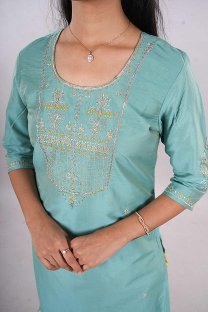 Aqua teal traditional suit