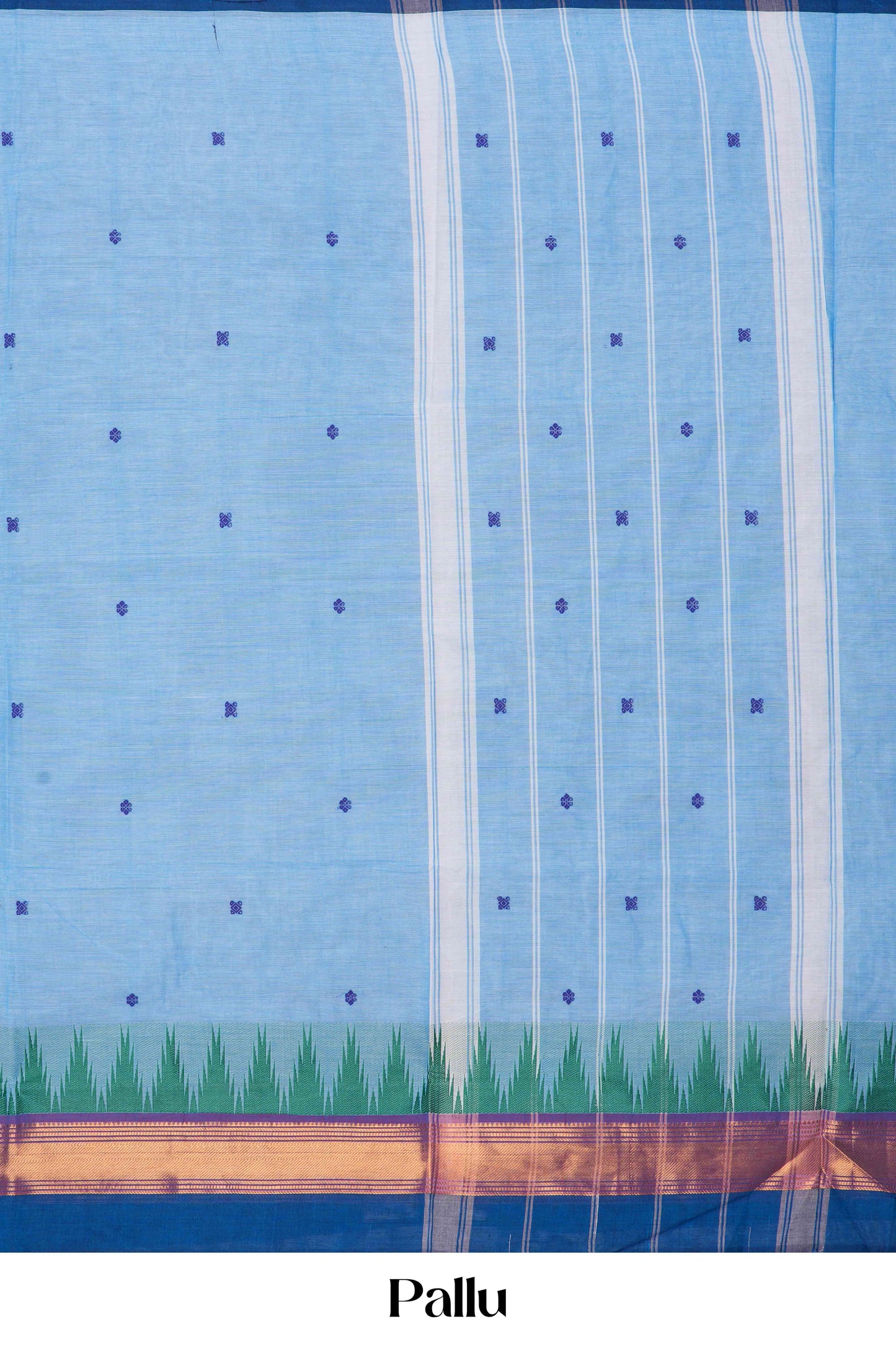 Baby blue contrast dark blue border saree
