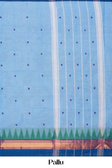Baby blue contrast dark blue border saree