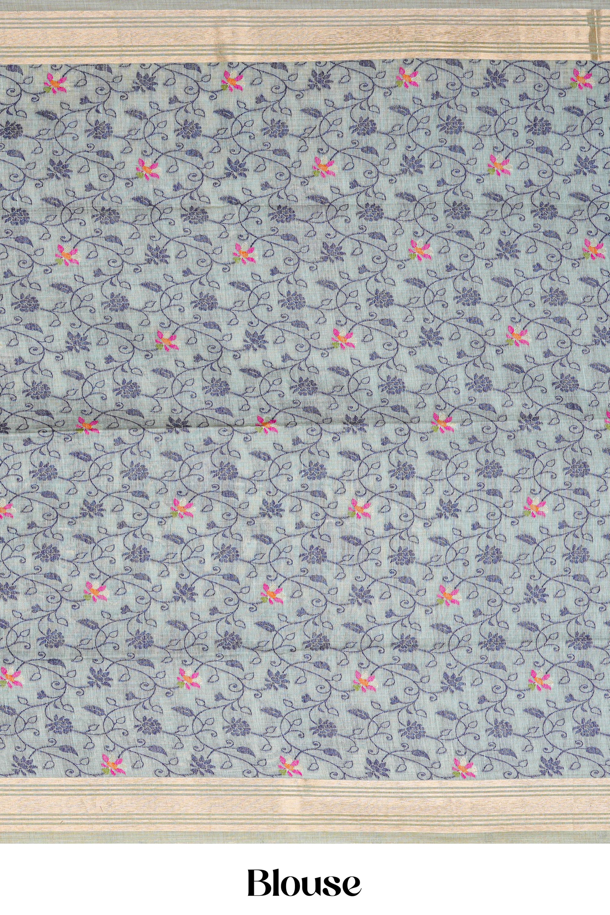 Baby blue festive cotton saree