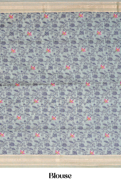 Baby blue festive cotton saree