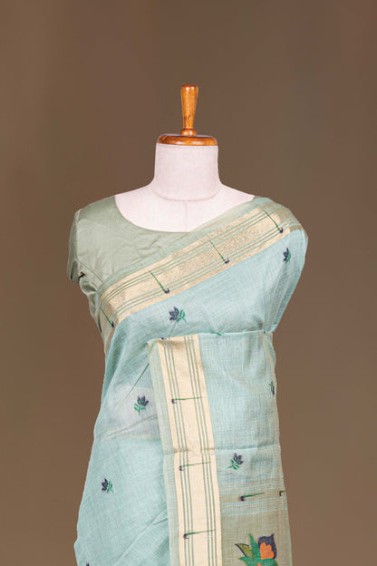 Baby blue muniya border saree