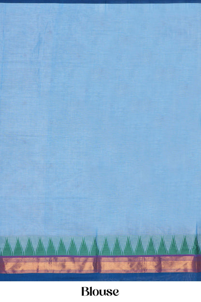 Baby blue thread butta cotton saree