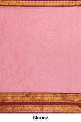 Baby pink casual cotton saree