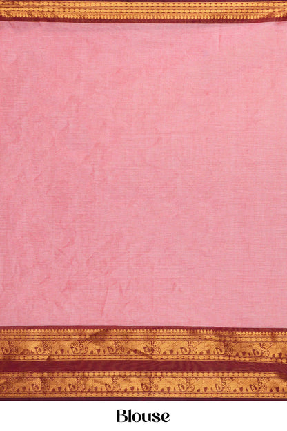 Baby pink casual cotton saree