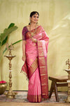 Baby pink pure silk saree