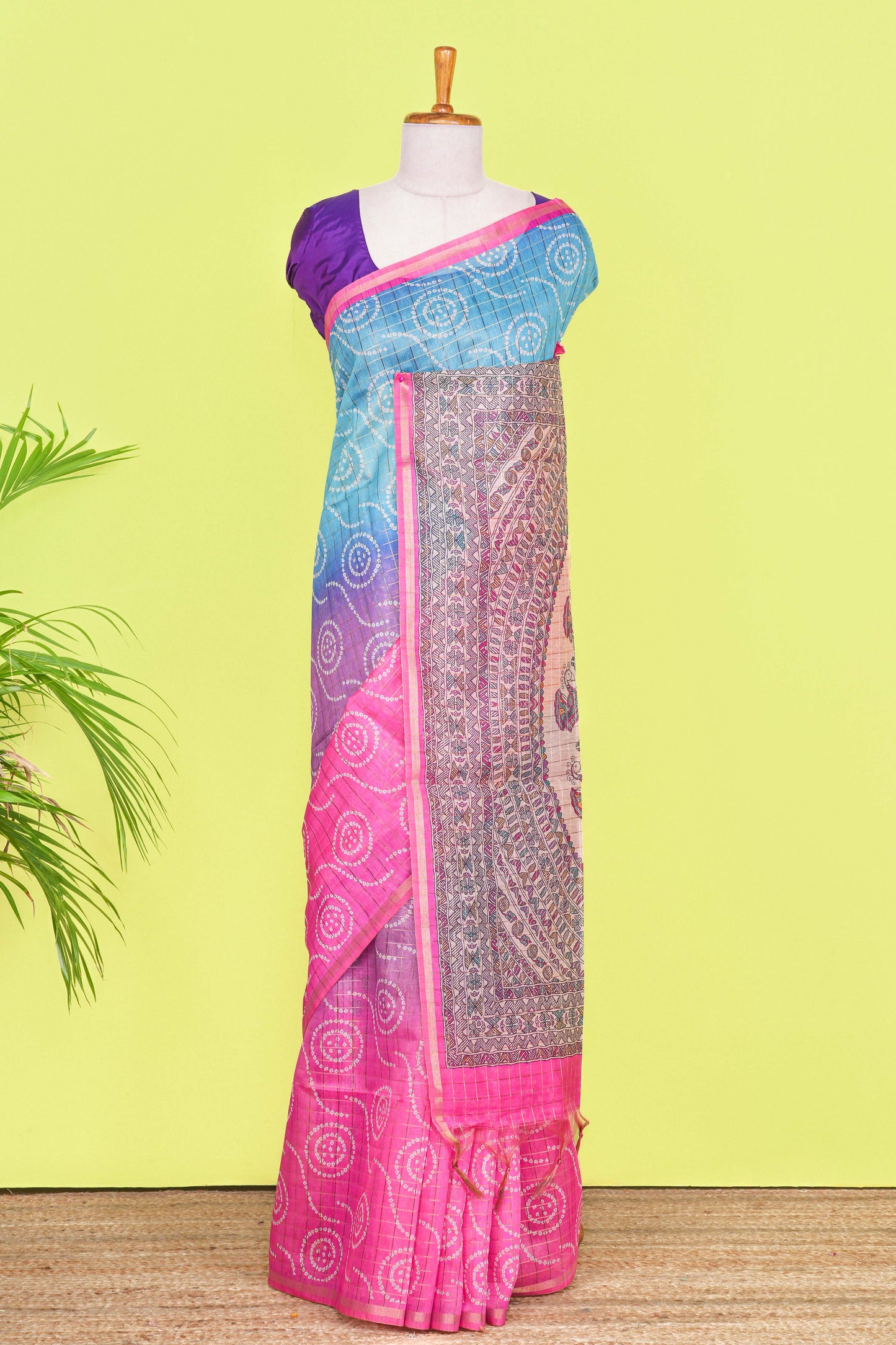 Bandhani design chanderi cotton saree